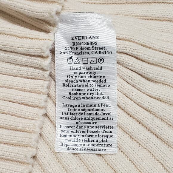 Everlane The Cotton Rib Crew Sweater Organic Ivory Cream Sz L Minimalist Neutral - Picture 6 of 12